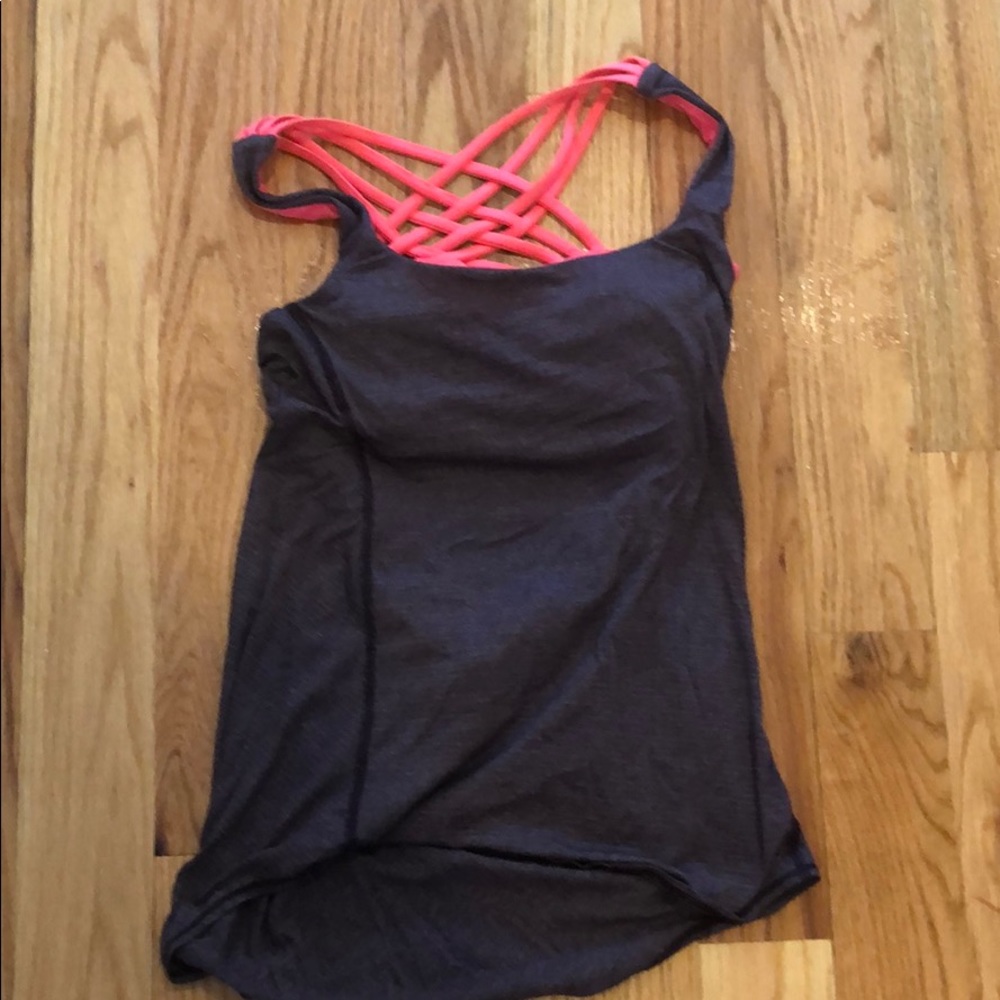 Rare lululemon eggplant and neon orange tank